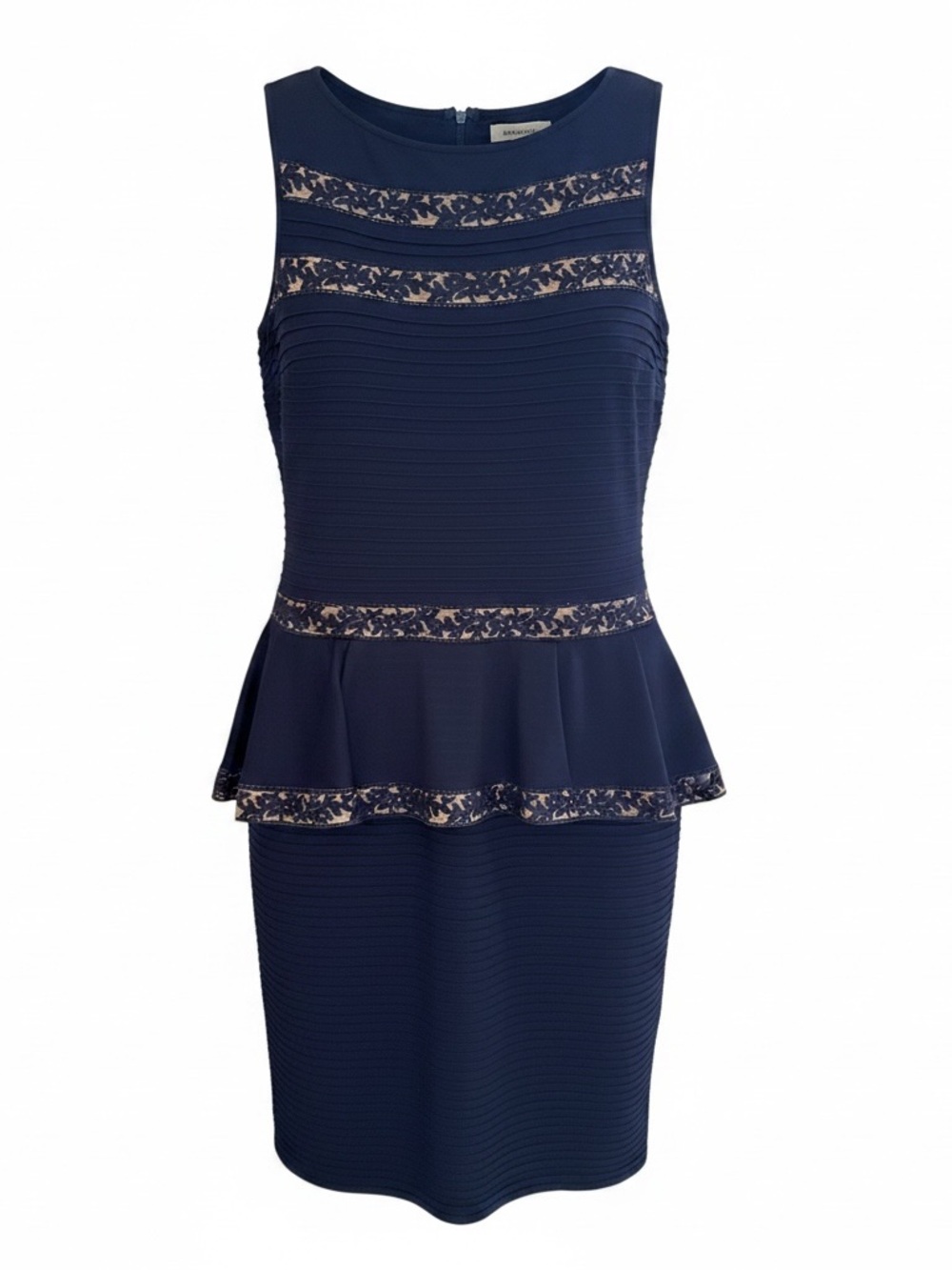 Tadashi Shoji Navy Lace-Trim Peplum Sheath Dress